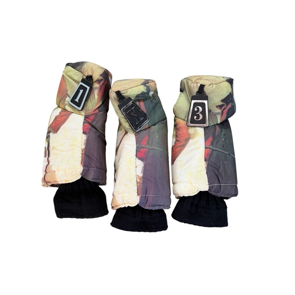 NIB vintage multicolored golf club headcovers numbered club markings iron head
